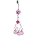 Pink Crystal Hoop Chandelier Dangle Belly Ring