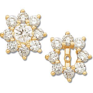 Genuine IceCarats Designer Jewelry Gift 14K Yellow Gold Diamond Earrings Jacket. Pair 1 1/5 Ct Tw Diamond Earrings Jacket In 14K Yellow Gold