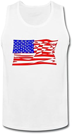 Susyrion Men's Blue Star USA Flag Design Art Basic Sleeveless Tank Top M