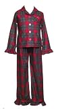 Private Label Girls RED PLAID Ruffle Flannel Pajamas
