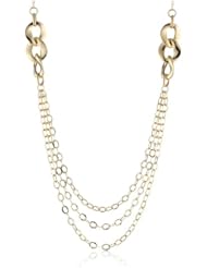 14k Italian Yellow Gold Multi-Link and Rolo 3-Row Waterfall Necklace, 18"