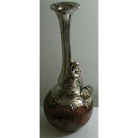 Decorative Bottles, Vases,Mouth Blown Glass,Sculptured Bottles made of Glass and Silver by king solomon finds