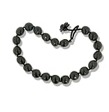Round Onyx Tumble Bead Necklace w/ Floral Toggle by Sajen, 20"