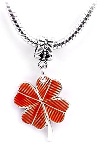 Herria® Silver Plated Clover Heart-shaped Charms Dangle Pendant, Orange
