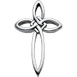 14K White Gold Celtic Design Cross Pendant - 36.25x23.75mm