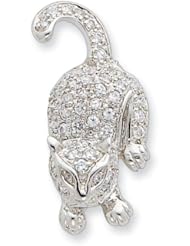 Genuine .925 Sterling Silver CZ Cat Pin. 100% Satisfaction Guaranteed.
