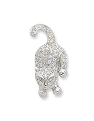 Sterling Silver Cz Cat Pin