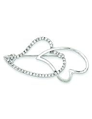Sterling Silver CZ Hearts Pin Brooch Love Jewelry