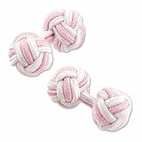 White & Pink Silk Knot Cufflink Set by Principessa white silk cufflinks