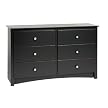 Prepac Condo 6-Drawer Dresser - Black