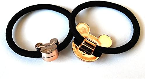 Fashion Headband / Hairband Ponytail Holder Hair Tie 2 pack (Gold, Mickey 2)