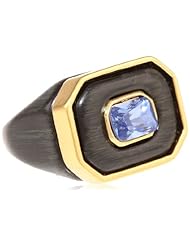 KARA by Kara Ross Inset Crystal Resin, Ebony Resin and Gold with Inset Crystals Ring, Size 7