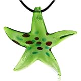 Pale Green Starfish Murano Glass Necklace Pendant
