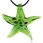 Pale Green Starfish Murano Glass Necklace Pendant