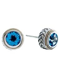 Balissima By Effy Collection Sterling Silver and 18k Yellow Gold Blue Topaz Earrings