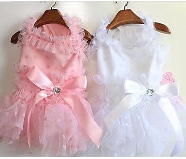 DAVE Multi Color multi size Summer Pet Cute Peach Heart Princess Bowknot Braces Skirt for Pets Dogs Color Pink Size M