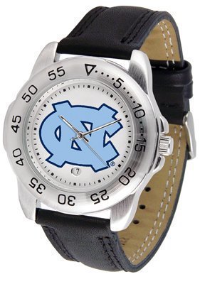 North Carolina Tar Heels - UNC Suntime Mens Sports Watch w/ Leather Band - NCAA College Athletics