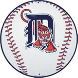 Detroit Tigers 12 inch Baseball Style Metal Circle Sign