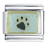 Animal Black Paw Print Italian Charms Bracelet Link