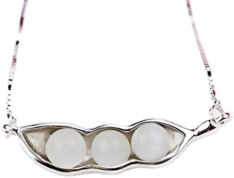 LS JEWELRY Sterling Silver Kidney Bean Pendant Necklace with Opal, 16.3"+2" Extender