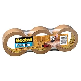 3M Scotch(R) Premium Heavy-Duty Box Sealing Tape, Tan, Pack Of 3 by 3M