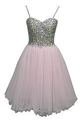 Plus Size A-line Tulle Sleeveless Spaghetti Strap Crystal Beaded Backless Sweetheart Cocktail Short Homecoming Dress/Prom Dress/Party Dress 