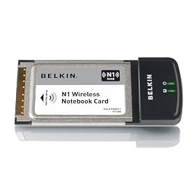 Belkin N1 Wireless Notebook Card - Network adapter - CardBus - 802.11b, 802.11g, 802.11n (draft)