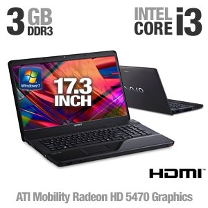 4191d0OtuBL. SL500 AA300  Sony VAIO VPCEC2JFX/BI Core i3 17.3 inch Notebook   $650 + $13 S&H
