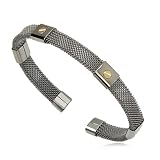 Men's Stainless Steel And 18 Karat Gold Mesh Cuff