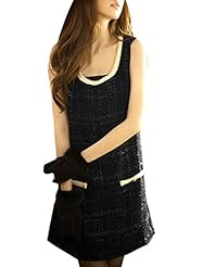 Scoop Neck Acrylic/Cotton/Polyester Sleeveless Mini Dress 