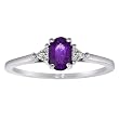10K White Gold 3 Stone Triagle Trillion Diamond & Oval Amethyst Anniversary Band (1 cttw, H-I, SI)