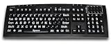 Large Print Keyboard - White Big Jumbo Letters, Legends or Characters USB Wired Black English Keyboard - Model Scorpius-K1