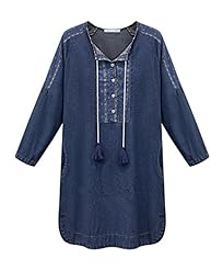 Plus Size Shift Slit Denim  Dress