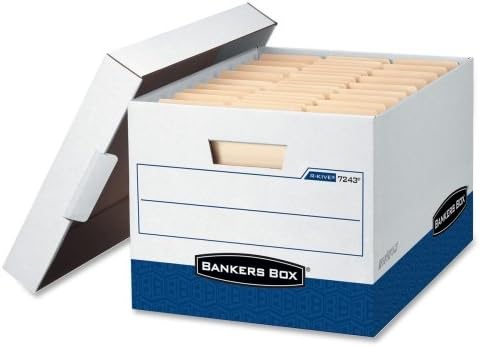 Wholesale CASE of 5 - Fellowes Bankers Box R-Kive Storage Boxes-Storage File, Letter/Legal,12"x15"x10", 12/CT, White/Blue