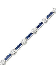 Sterling Silver Blue And Clear CZ Bracelet - 7.25 Inch