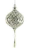 8 Silver Winter Frost Beaded Onion Finial Christmas Ornament