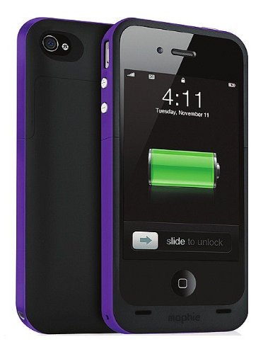 Mophie Juice Pack Plus Case and Rechargable Battery Compatible with Verizon and AT&T iPhone 4 - Retail Packaging - Purple
