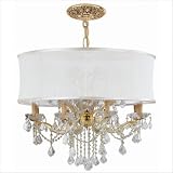 Brentwood Twelve Light Chandelier in Gold Crystal Type / Shade: Clear Swarovski Spectra / Antique White