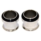 Steel Single Flare Flesh Tunnels Plugs Earlets - Silver, 00G (Gauge) or 10mm, One(1) Pair