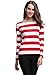 HuHot Women's Long Sleeve Boat Neck Striped Relax Fit Tee Shirts X-Large HS6447-5, Red