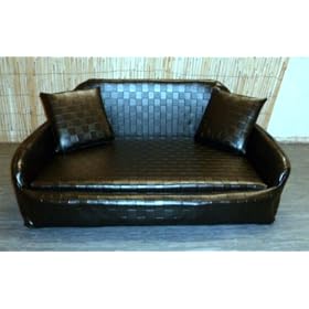 Zippy Embossed Faux Leather Sofa Dog Bed - Large - Black