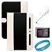 Black / White Book Style Leather Case Cover for Samsung Galaxy Tab 10.1-inch Tablet fits all Model (16GB, 32GB) + Scratch Guard Clear Clear Screen Protector + Executive White Stylus Pen with Laser Pointer and LED Light + SumacLife TM Wisdom Courage Wristband