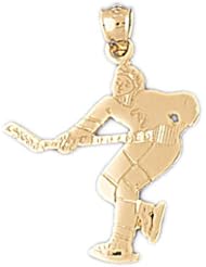Dazzlers Solid 14k Gold Hockey Player Charm Pendant Available in three colors from jewelsberry (weights: 1.3 grams only)