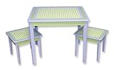 Blue and Sage Patchwork - Table & 2 Stool Set