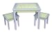Blue and Sage Patchwork - Table & 2 Stool Set