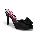 ROSA-01, Satin Mules mit Blumenapplikation Schwarz