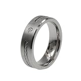 Titanium Rings with diamond and steel cable - Sizes: 09-12/Width: 7mm