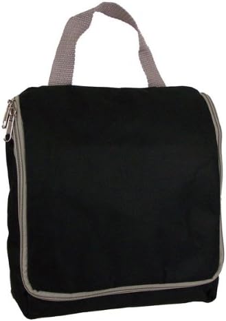 Mens/Ladies Hanging Large Toiletry Wash Bag with Hook - Black/Grey Zips