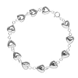 Sterling Silver Linked Puffy Hearts Bracelet 7.5in