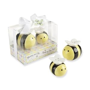 Kate Aspen Mommy and Me Sweet as Can Bee Ceramic Honeybee Salt and Pepper Shakers